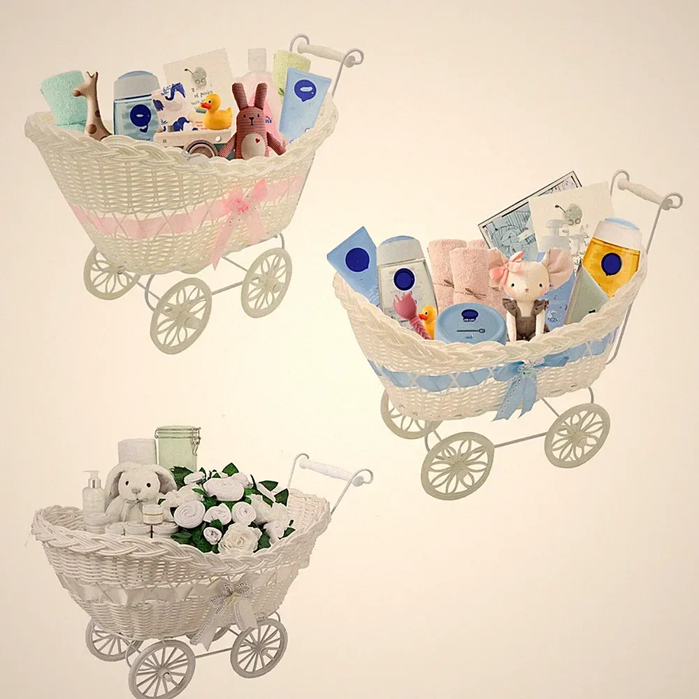 Junge & Mädchen Babyparty Geschenk Kinderwagen Korb Weidenkorb Neugeborene Weihnachtsgeschenke