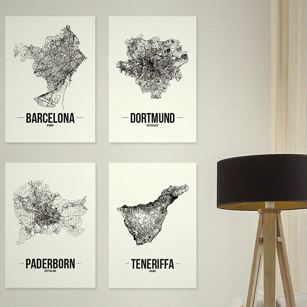 JUNIWORDS Poster "Stadt nach Wahl" City Städte Skyline 30 x 40 cm Weiß Design B
