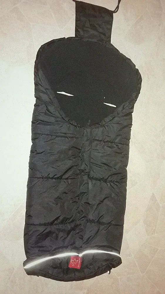 KAISER Fußsack Buggy Kinderwagen schwarz Nylon Fleece Reißverschlüsse 100 cm TOP