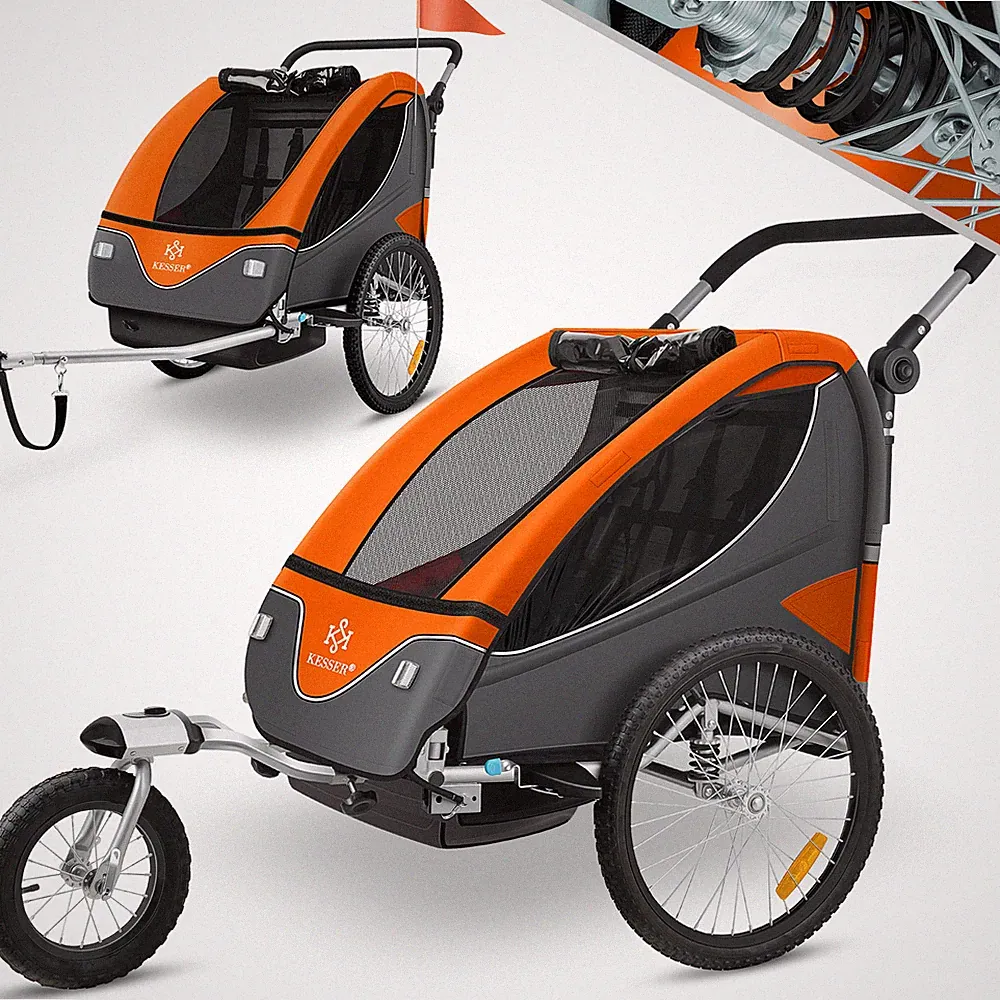 KESSER® Fahrradanhänger Kinderfahrradanhänger 2in1 Kinder Anhänger Buggy