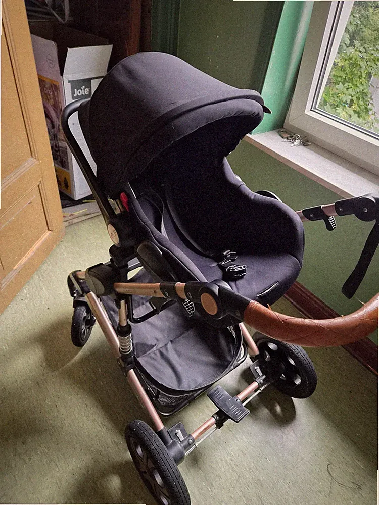 Kesser Kombikinderwagen & Sportwagen schwarz/roségold mit Babywanne+Babs