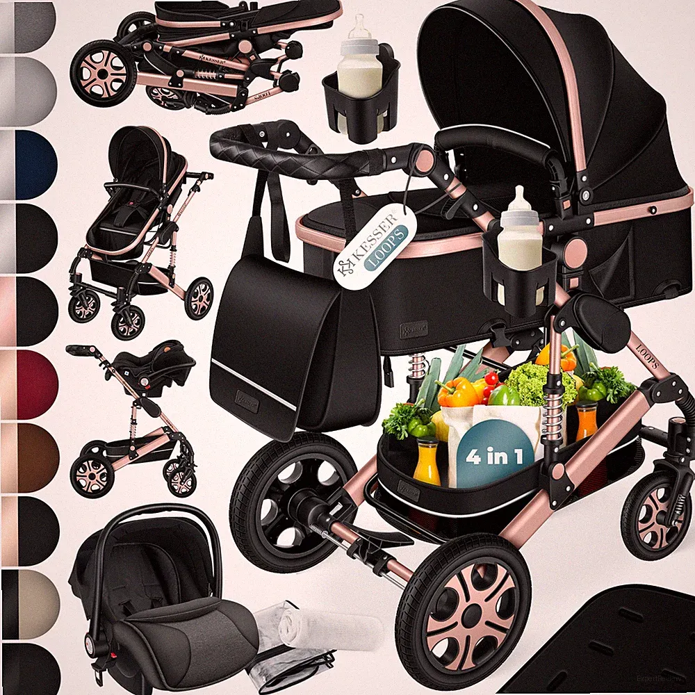KESSER® Loops 4 in 1 Kombi Kinderwagen Reise Buggy inkl. Auto Babyschale Zubehör