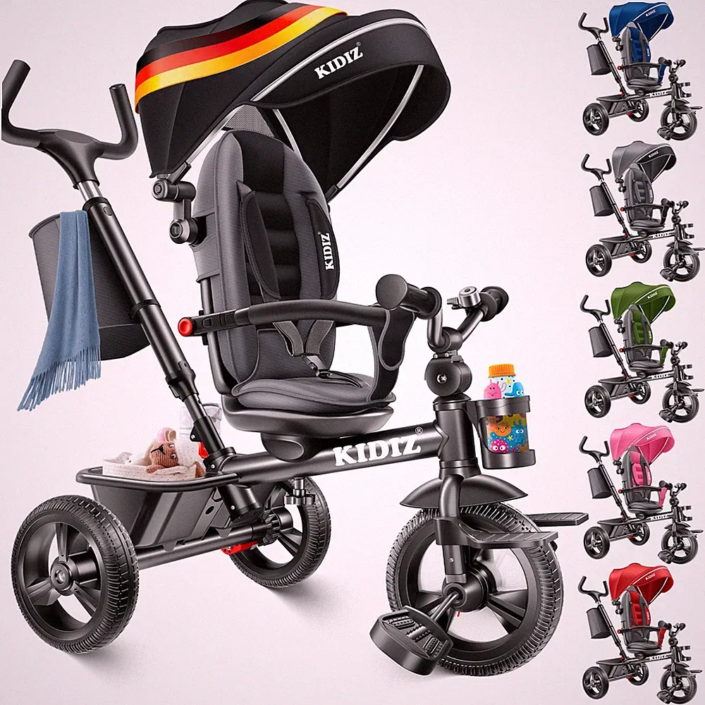 KIDIZ® Dreirad 5in1 Kinderdreirad Kinder Lenkstange Fahrrad Baby Kinderwagen