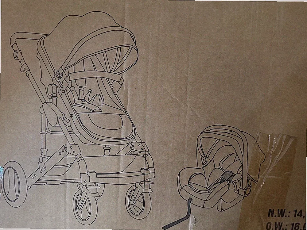 Kiduku 3-1 Kombi Kinderwagen Bordeaux / Gold