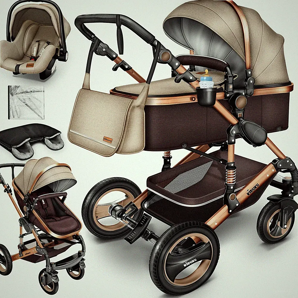 KIDUKU® 3 in 1 Kombi-Kinderwagen Buggy Reisebuggy inkl. Auto- Babyschale Faltbar
