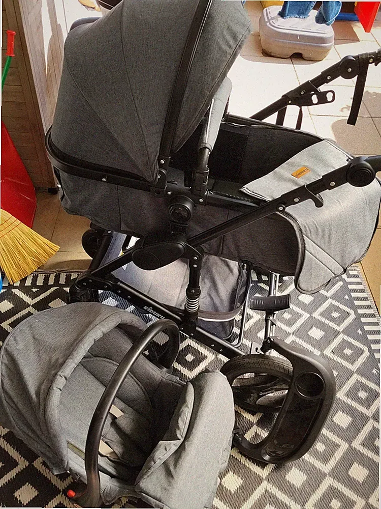 kiduku Kombikinderwagen & Sportwagen grau, Einsitzer mit Babyschale