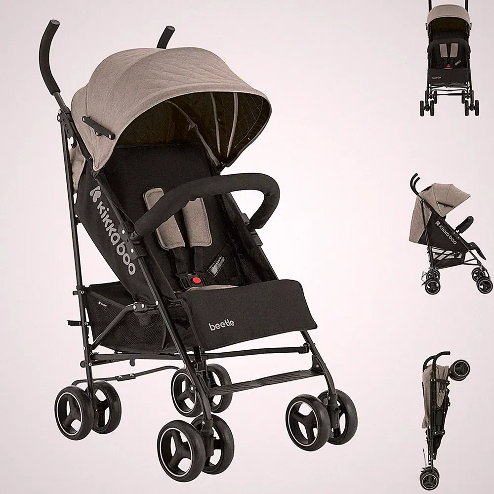 Kikkaboo Kinderwagen Käfer, Stahlrahmen, Korb, abnehmbare Vorderräder, Fußstütze