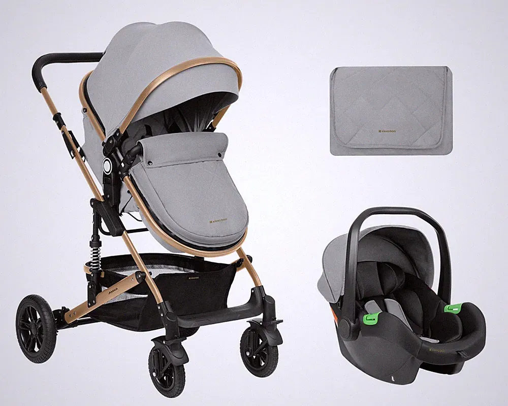 Kikkaboo Kombikinderwagen Amaia 3in1 i-Size Babyschale umbaubar Federung Tasche