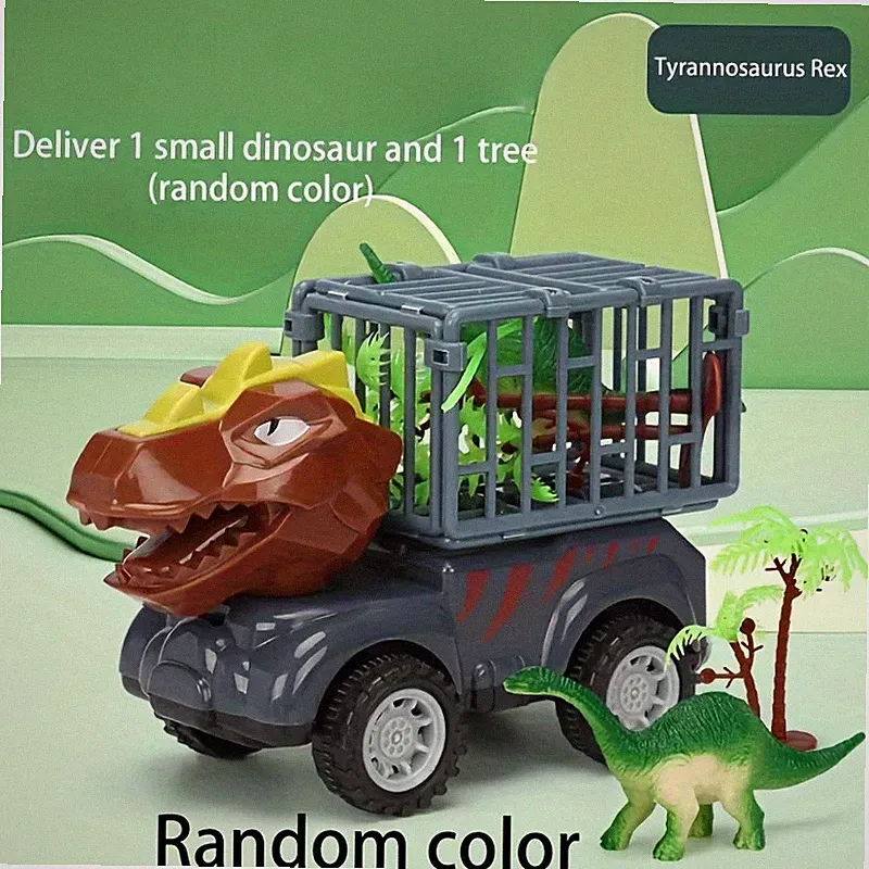Kinder Dinosaurier Truck Transportwagen Rückziehauto Kunststoff Spielzeug etwas