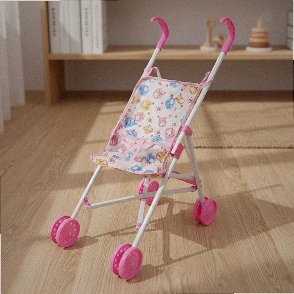 Kinder Kinderwagen Puppenwagen mit großen Rädern Miniatur Spielzeug Mädchen Zubehörset