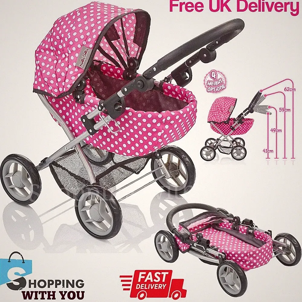 Kinder Kinderwagen Spielzeug Puppenwagen Deluxe Babypuppenqualität Spielbuggy Rosa