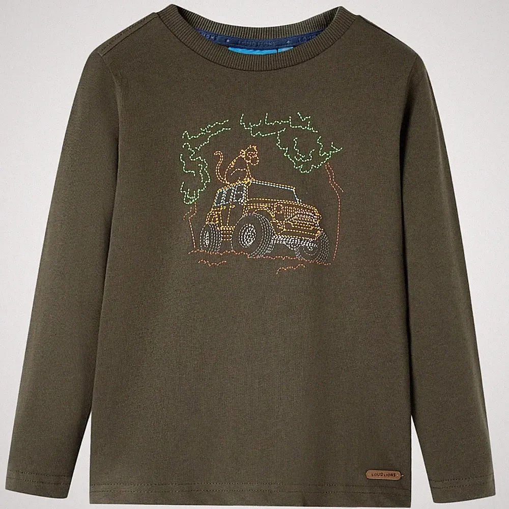 Kinder Langarmshirt mit Geländewagen-Aufdruck Pullover Sweatshirt T-Shirt vidaXL