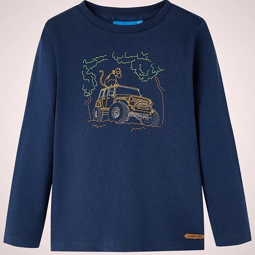 Kinder Langarmshirt mit Geländewagen-Aufdruck Pullover Sweatshirt T-Shirt vidaXL