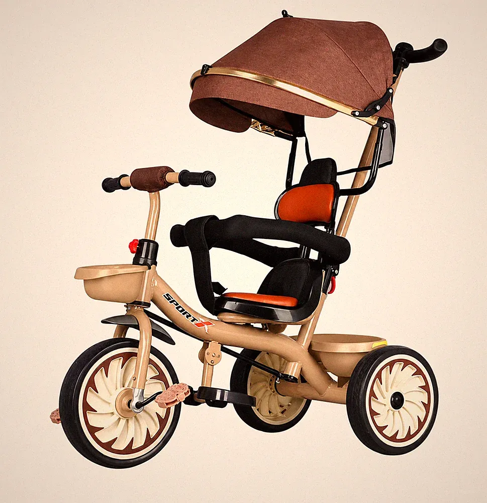 Kinder Trike Dreirad 6 in 1 Kinderwagen mit Elterngriff Kleinkind Schiebefahrrad