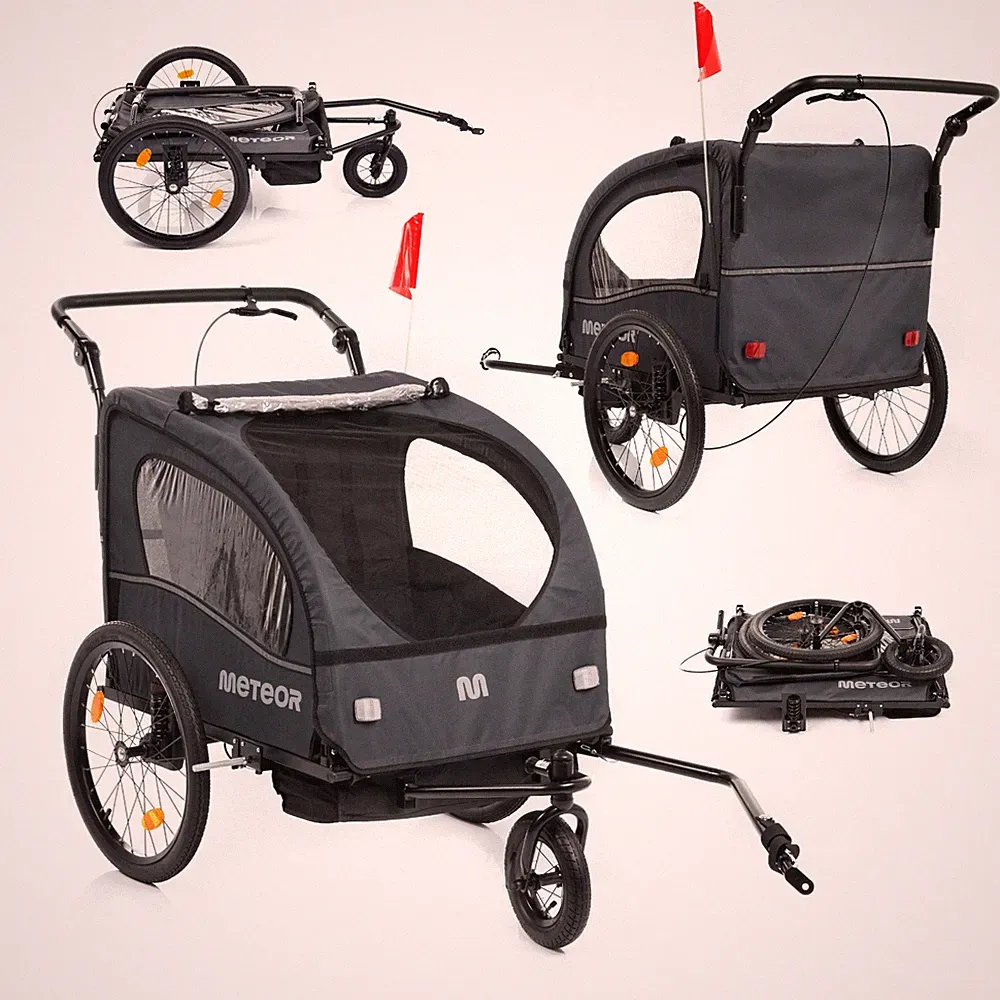 Kinderanhänger Kinderfahrradanhänger 2IN1 Buggy Jogger Set 1-2 Kinder Federung