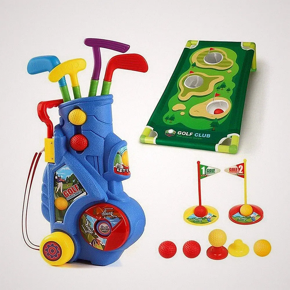 Kindergolfspiel mit Übungsmatte Kompakt Spielzeuggolfset mit Wagen Pädagogisch