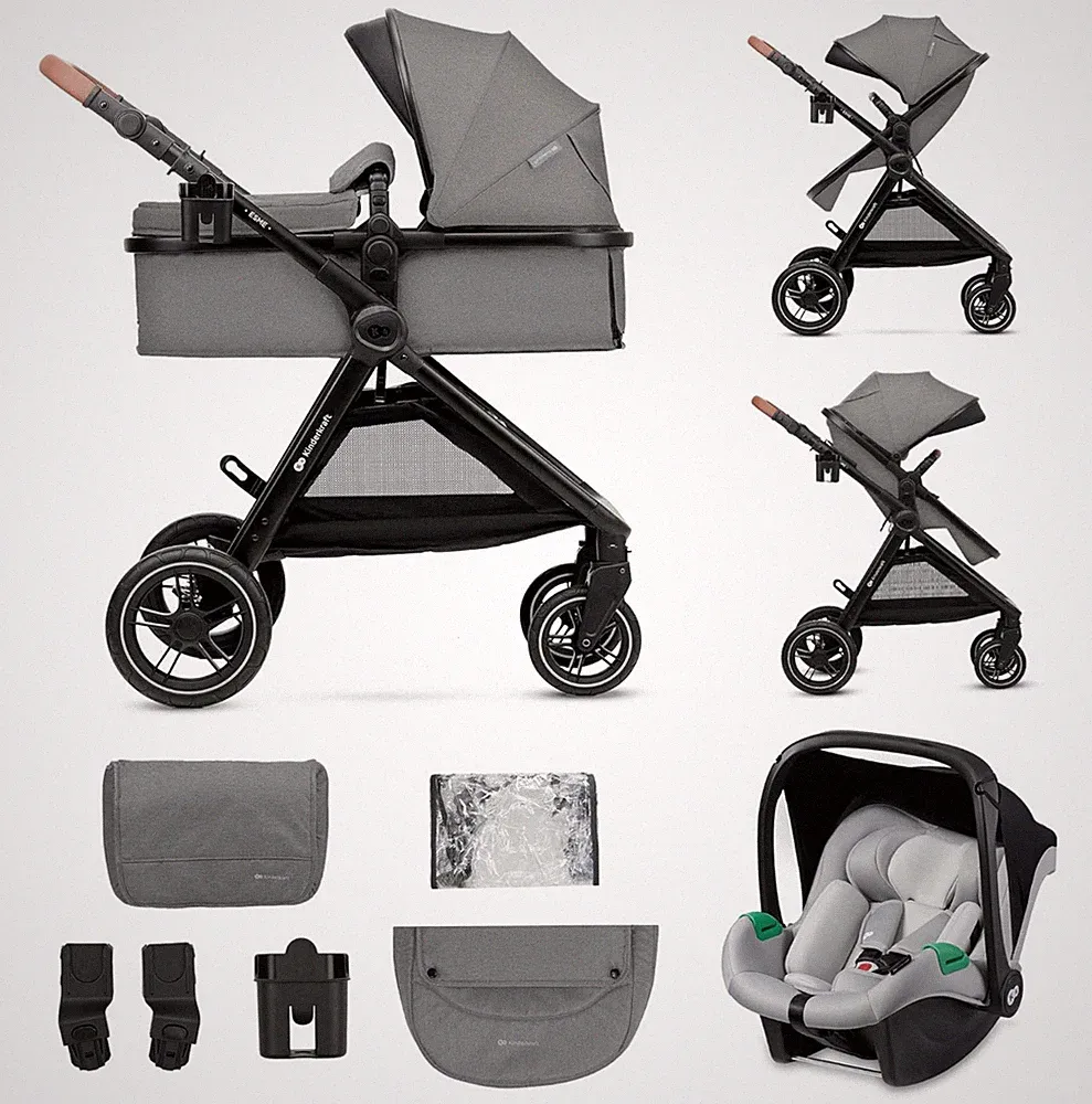 Kinderkraft ESME Kinderwagen 3 in 1 komplettset bis 26 kg Grau