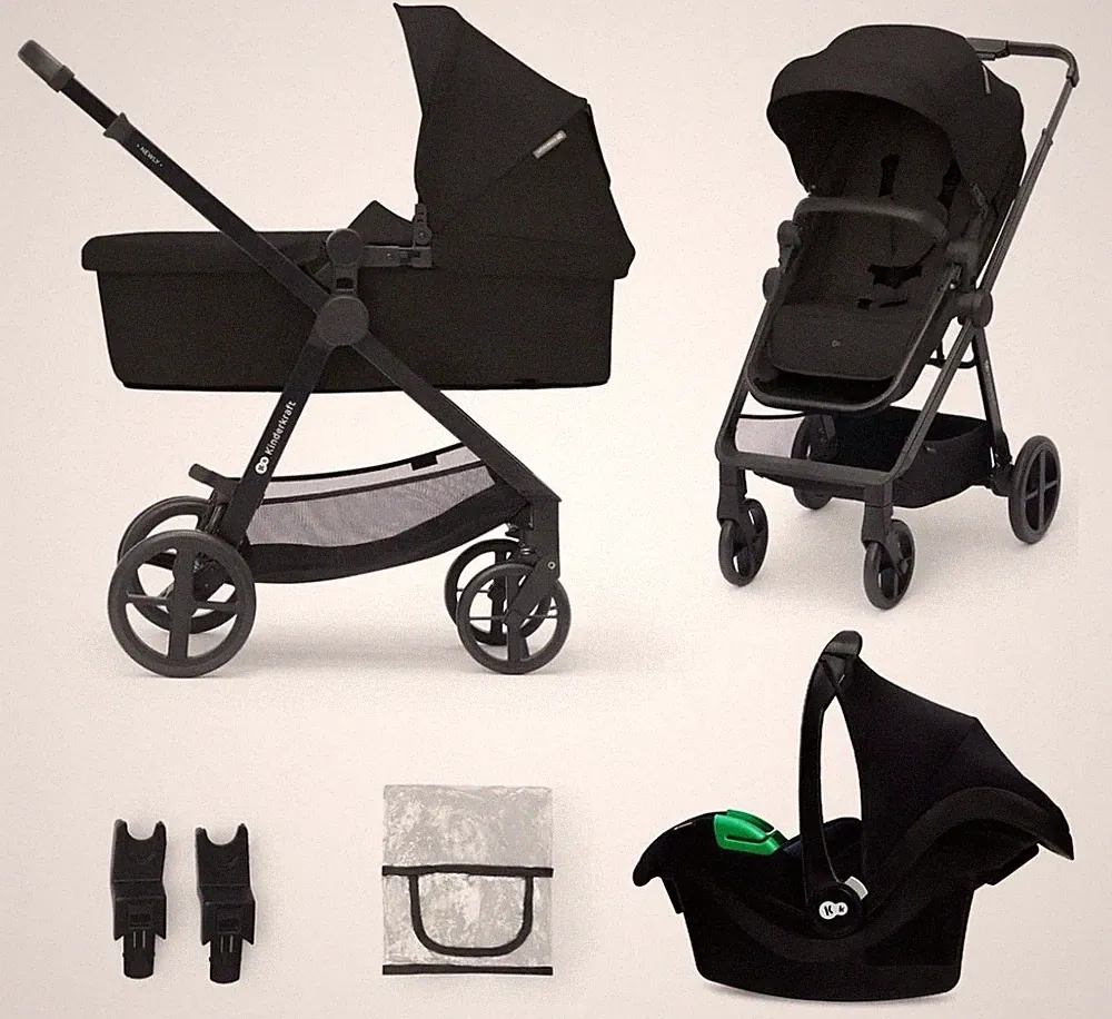 Kinderkraft Kombi- Kinderwagen Buggy NEWLY Babyschale MINK PRO i-Size in schwarz