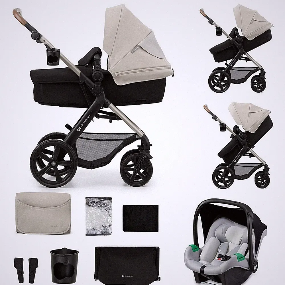 Kinderkraft MOOV 2 3in1 Kinderwagen mit Babyschale Multifunktion Grau