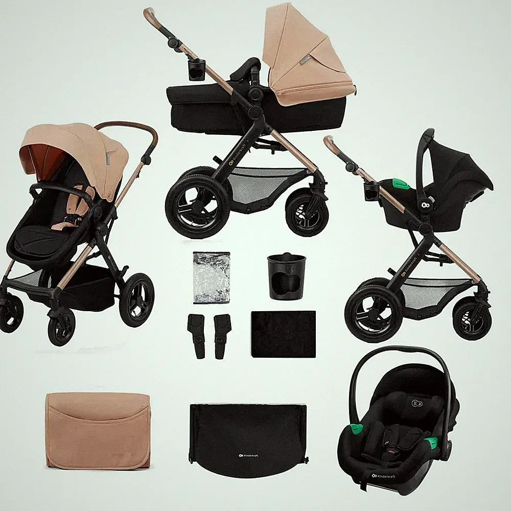 Kinderkraft Moov 2 Air 3-in-1 Reisesystem Kinderwagen Autositz Babywanne Beige