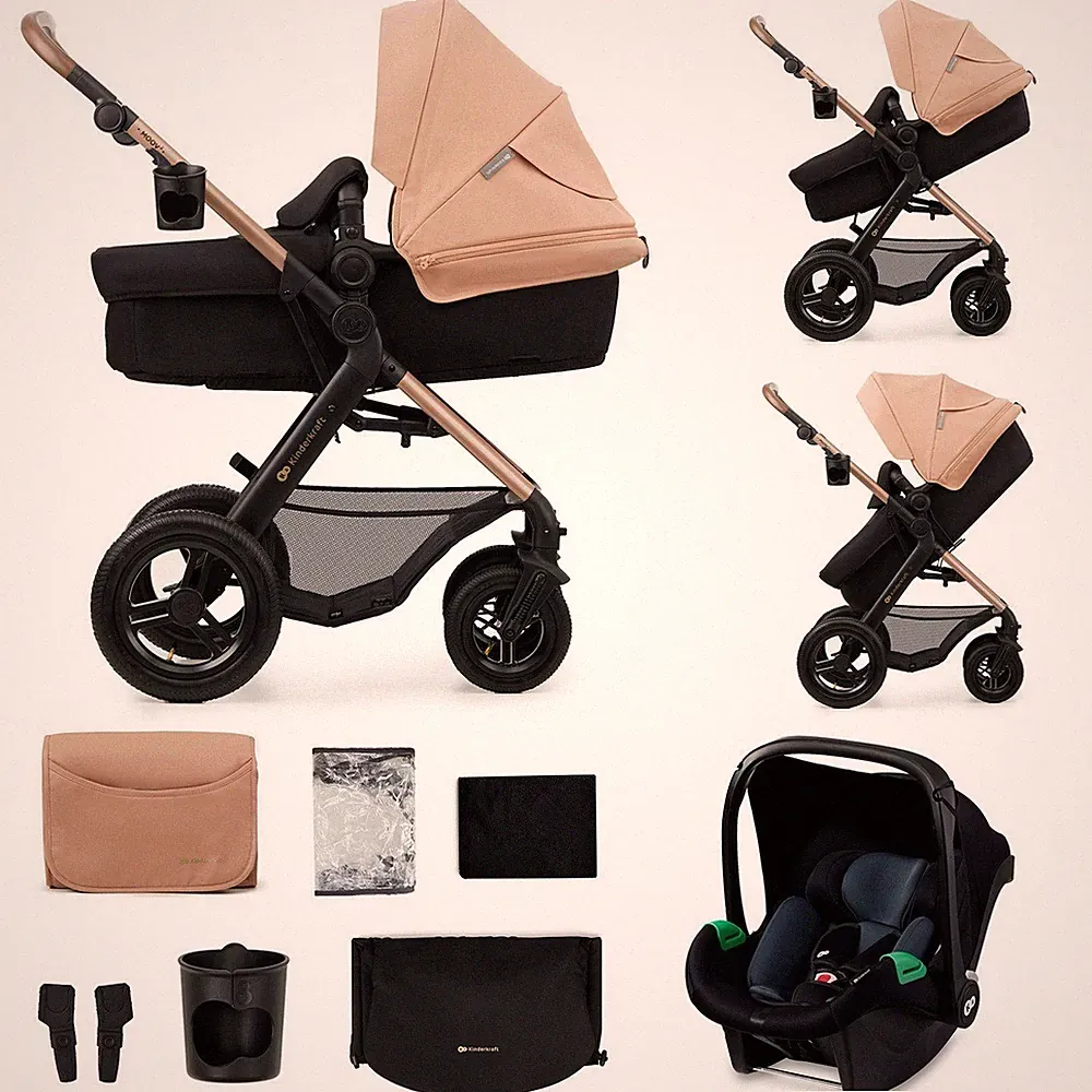 Kinderkraft MOOV 2 AIR 3in1 Kinderwagen Babyschale Multifunktion Beige