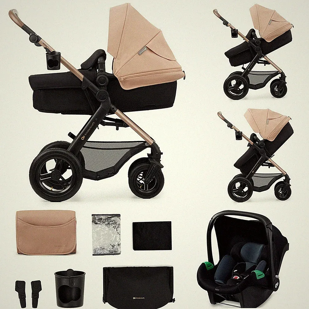 Kinderkraft MOOV 2 AIR 3in1 Kinderwagen Babyschale Multifunktion Beige