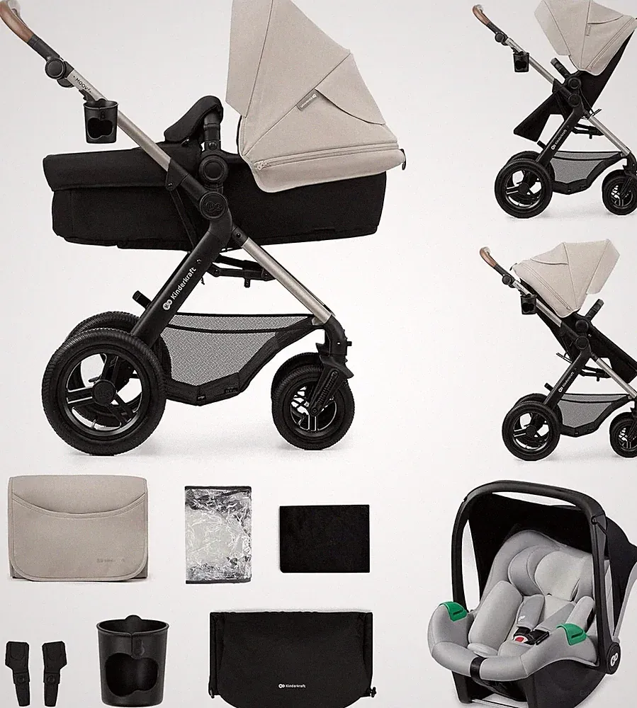 Kinderkraft MOOV 2 AIR 3in1 Kinderwagen Set mit Babyschale Multifunktion Grau