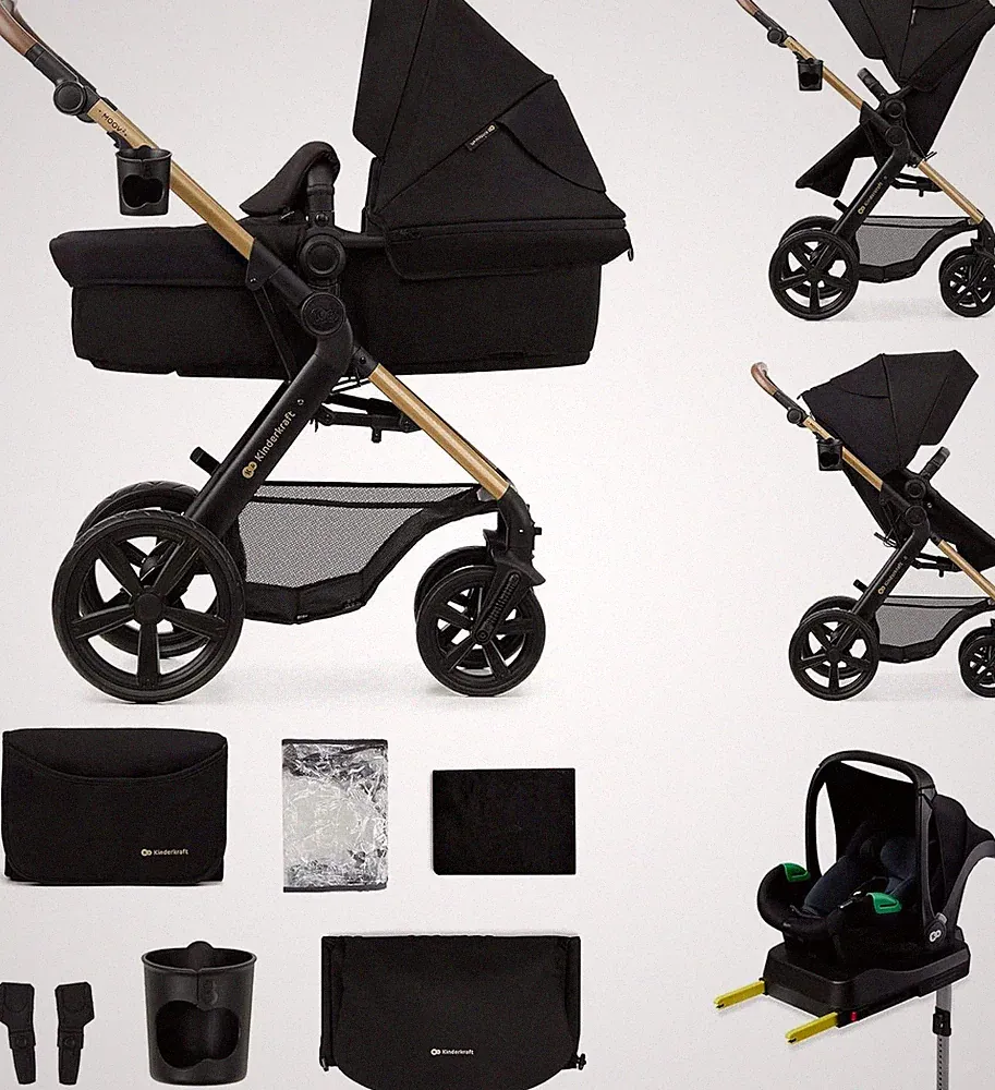 Kinderkraft MOOV 2 EVA 4in1 Kinderwagen mit Babyschale Multifunktion Schwarz