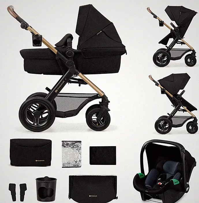 Kinderkraft MOOV2 AIR Kinderwagen 3 in 1 Kinderwagenset bis 26 kg Schwarz