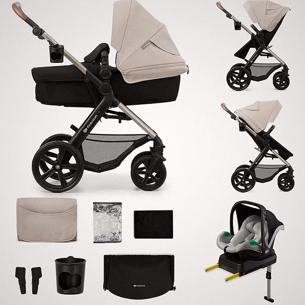 Kinderkraft MOOV2 Kinderwagen 4 in 1 Kinderwagenset bis 22 kg mit Kindersitz I-S
