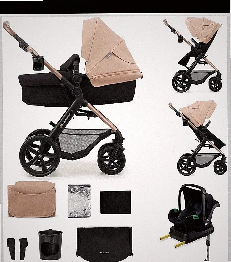 Kinderkraft MOOV2 Kinderwagen 4 in 1 Kinderwagenset bis 26 kg BEIGE