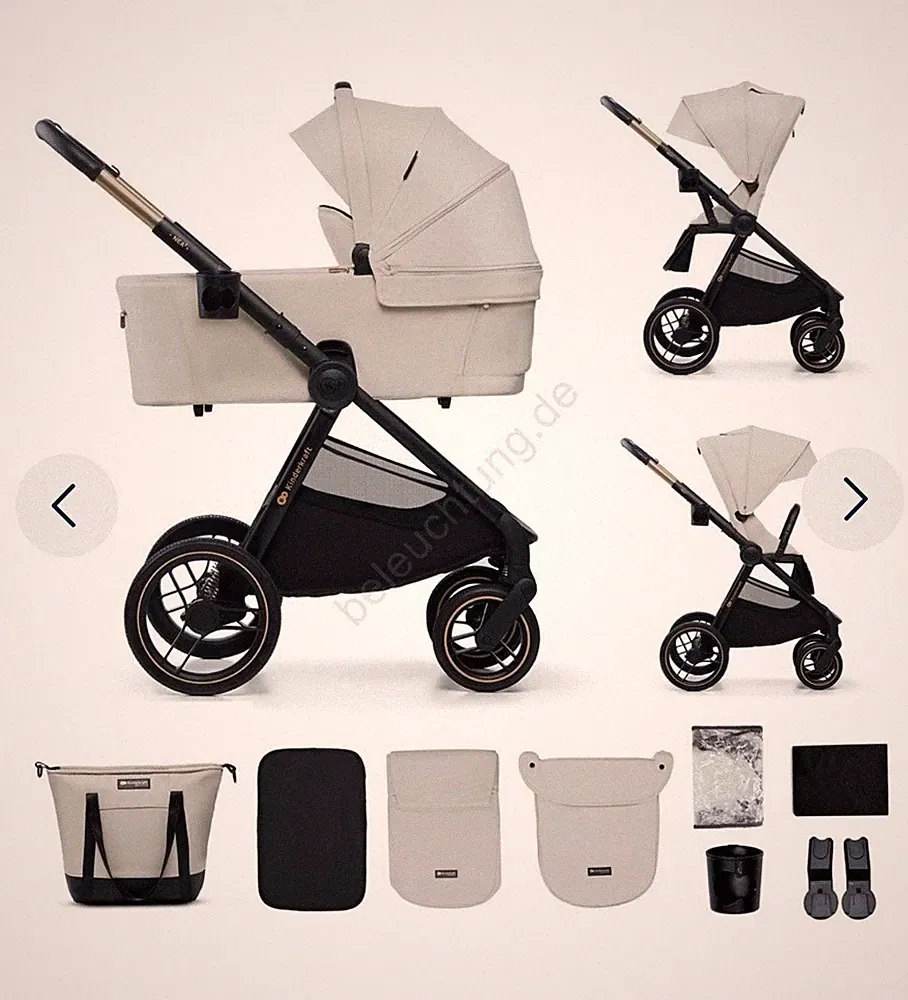 Kinderkraft NEA Kombikinderwagen Beige/Schwarz mit Wanne, Sportsitz, Fußsack