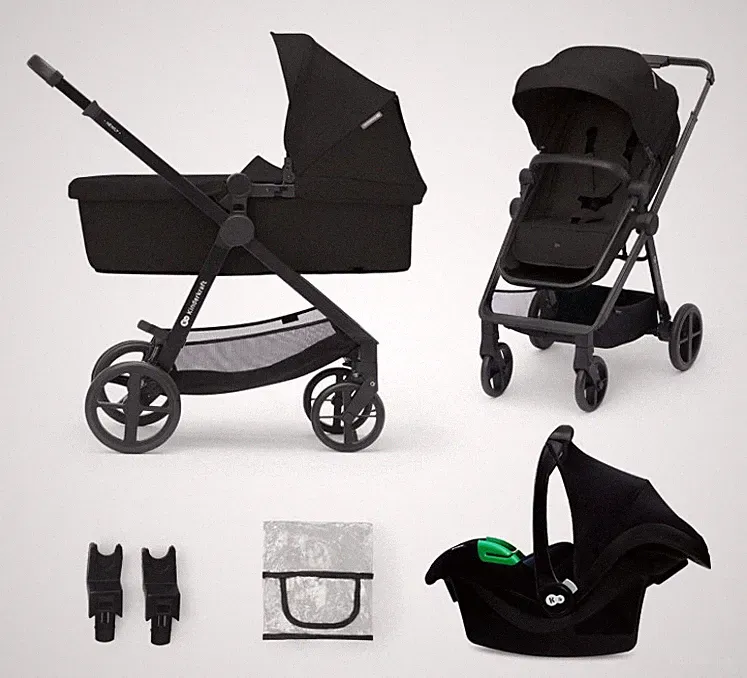 Kinderkraft NEWLY Kinderwagen 3 in 1, Komplettset bis 22 kg Schwarz