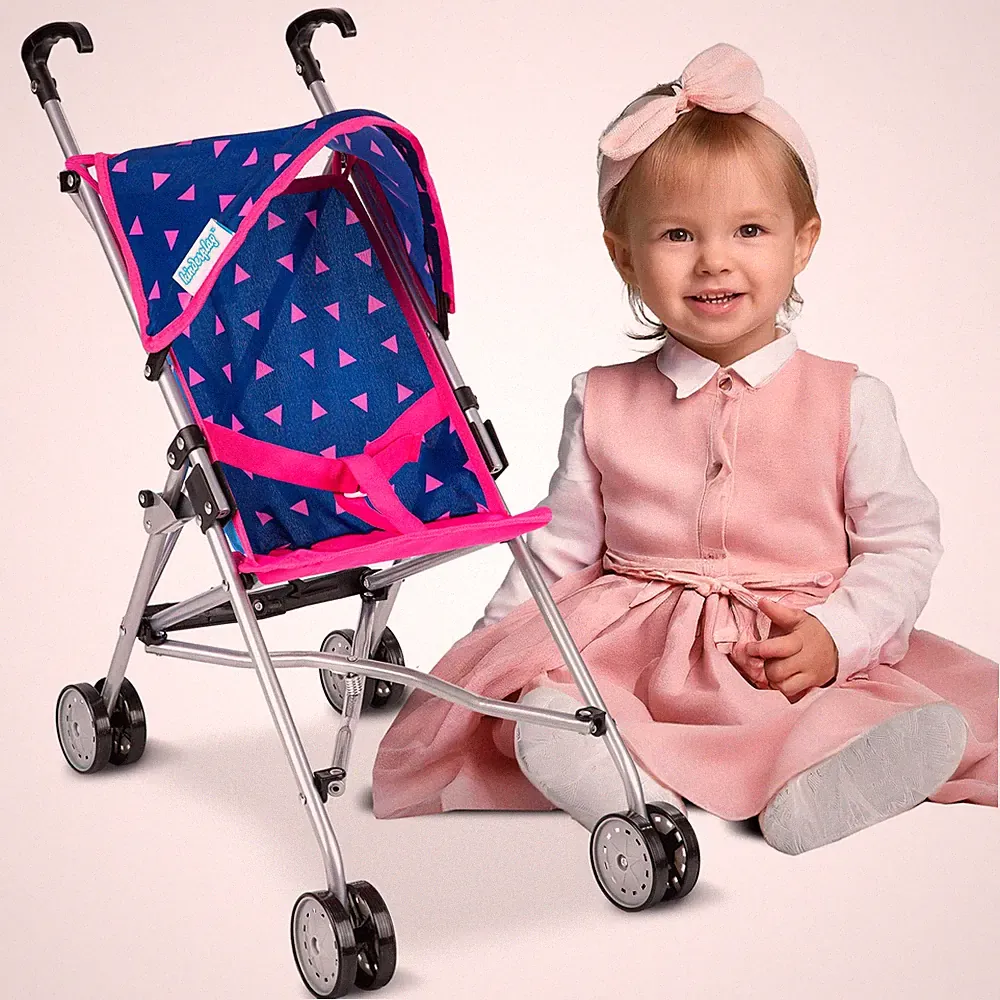 Kinderplay Puppenbuggy Leicht Klappbar Verdeck Griffhöhe 54cm Alu Doppelräder