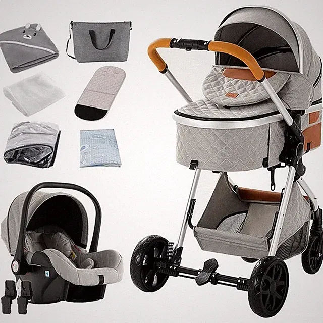 Kinderwagen, 3 in 1, Autositz, Buggy, Versand frei, grau, viel Zubehör