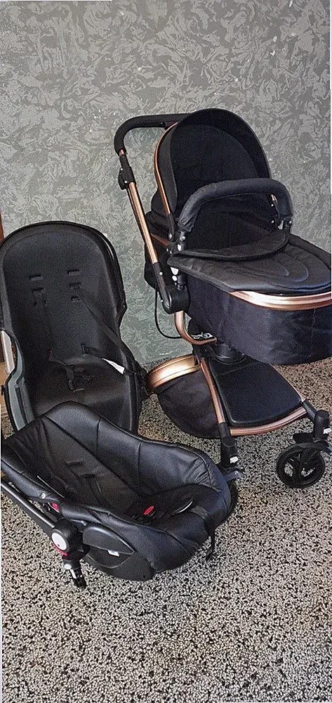Kinderwagen 3 in 1 KOMBI MAGIC ZC schwarz PU Leder
