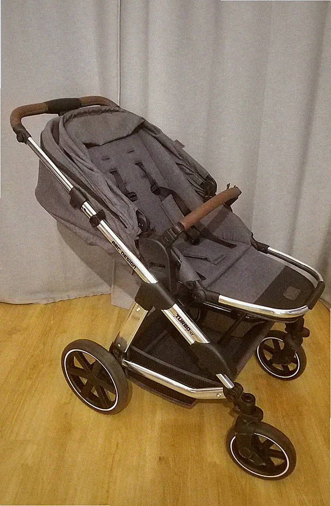 Kinderwagen 3in1, ABC Design Turbo 4 T Asphalt, mit Hängetasche, UV-Schutz 50+