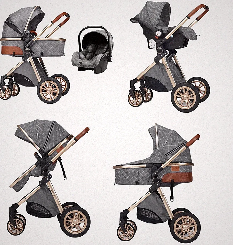 Kinderwagen 3in1 Kombi Komplettset Buggy Reisebuggy Autositz Alu Grau* Casiloo®