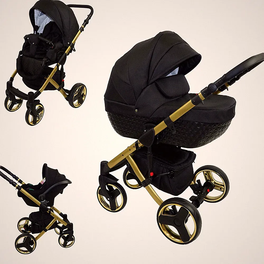 Kinderwagen 3in1 mit Autositz Babyschale Schwenkräder GRATIS-ZUBEHÖR Velora Gold