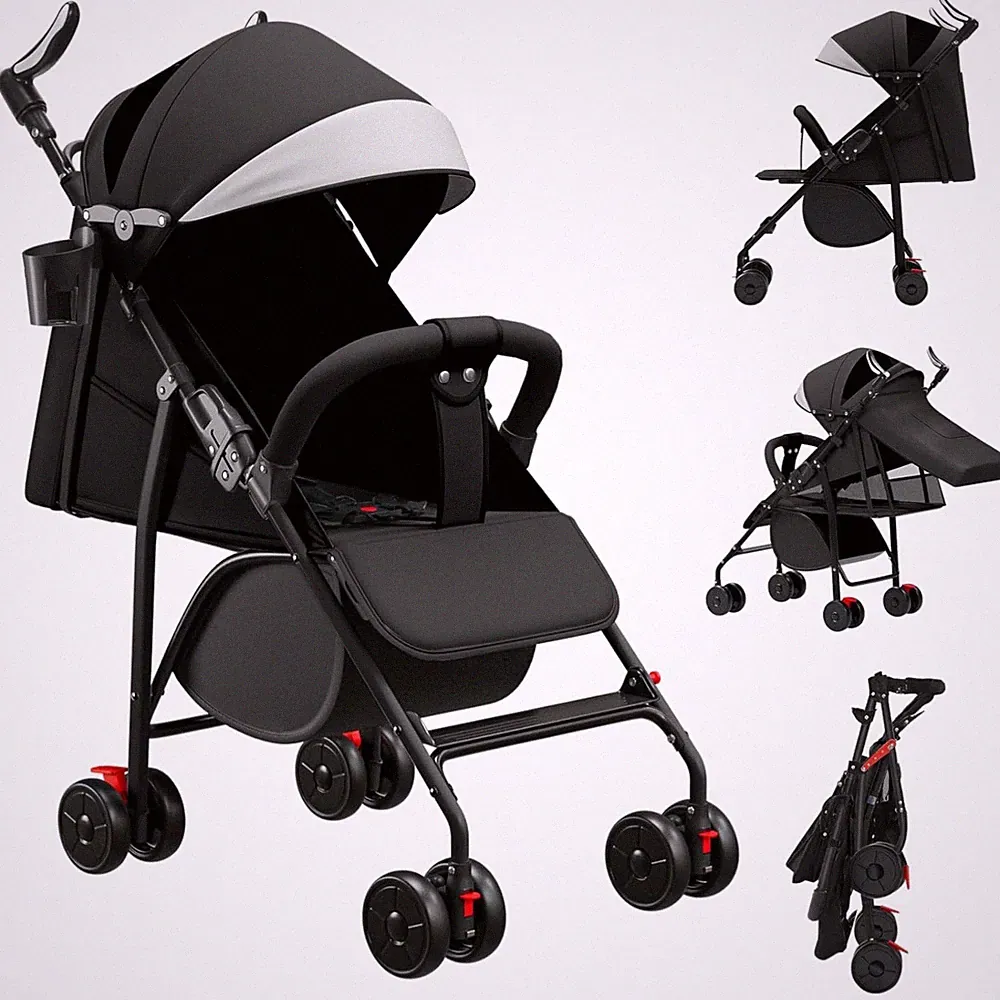 Kinderwagen Baby buggy Kinderwagen Kinderwagen schwarz Reisebuggy mit Liegefu...