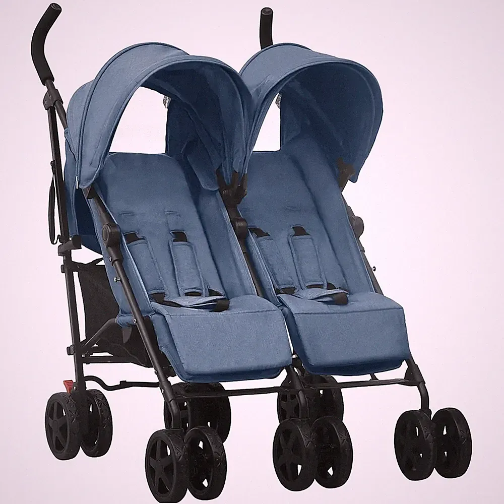 Kinderwagen Babywagen Geschwisterwagen Marineblau Stahl