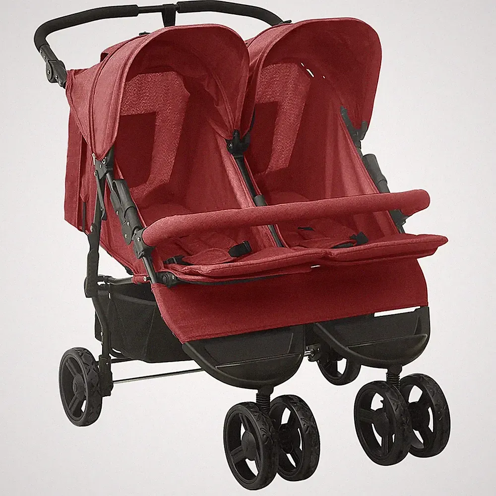 Kinderwagen Babywagen Geschwisterwagen Rot Stahl
