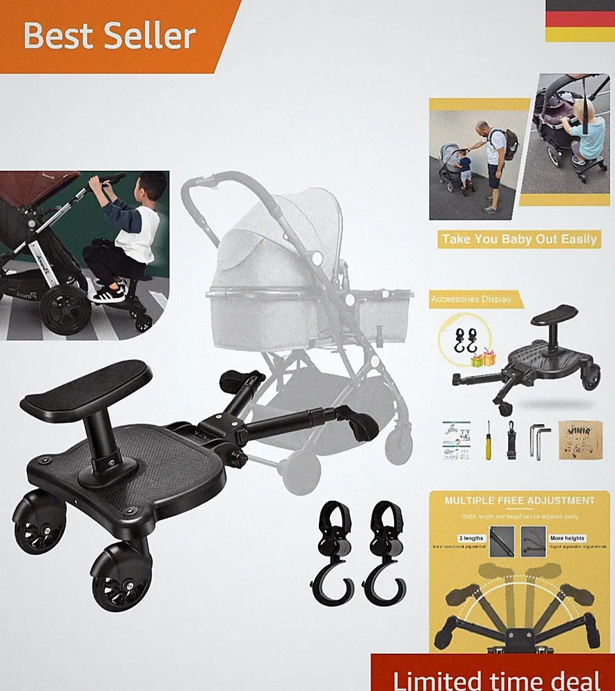 Kinderwagen Buggy Board Trittbrett Sitz 2-6 Jahre max 25 kg schwarz