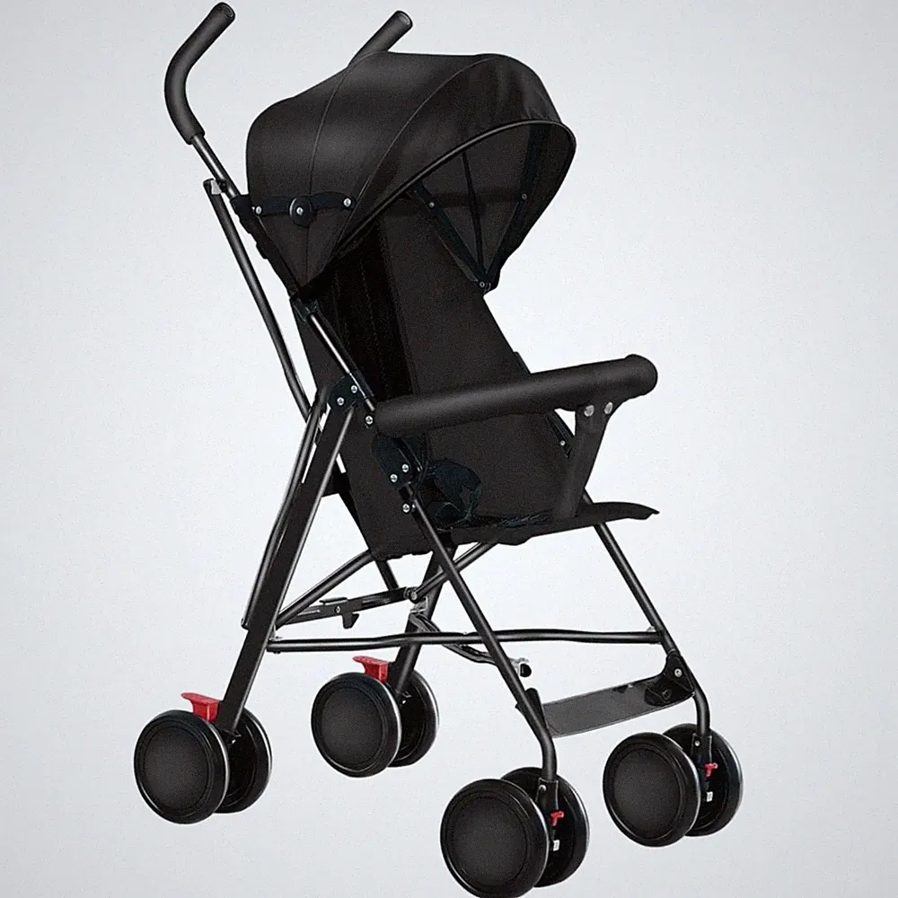 Kinderwagen Buggy klappbar Sportwagen Sonnendach Sicherheitsgurt leicht schwarz