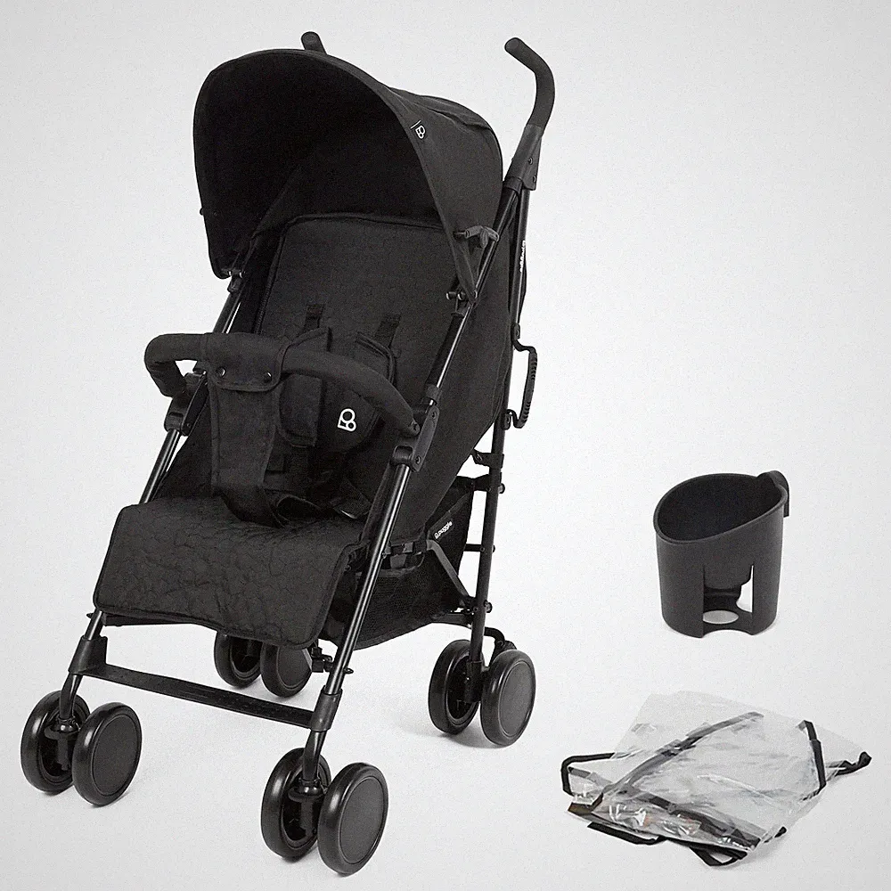 Kinderwagen Buggy Puggle Litemax Storm schwarz mit Regenschutz Getränkehalter