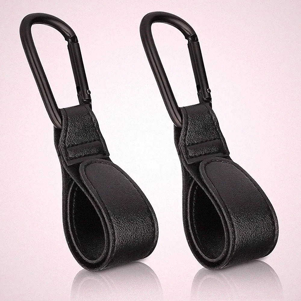 Kinderwagen Haken Clips, (2 Stück) Buggy-Clips, Träger, Haken, Leder, Schwarz