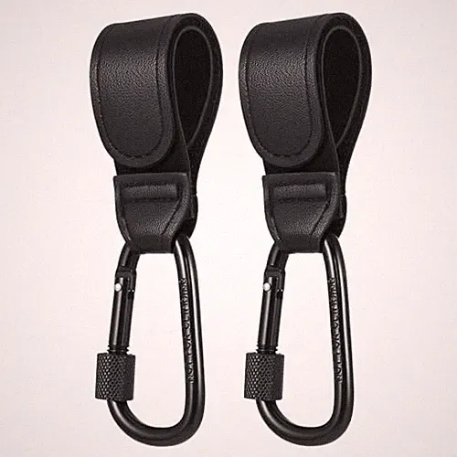 Kinderwagen Haken Wickeltaschen Haken Set 2 Stück Klettverschluss Schwarz, Leder