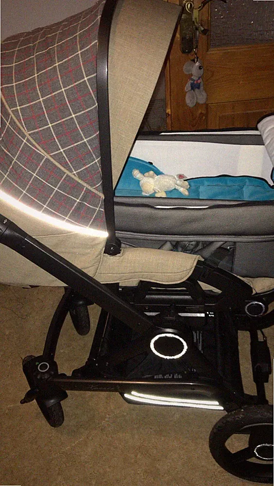 kinderwagen hartan racer gts 2019 ,grau mit Karo, Tragetasche dunkelgrau