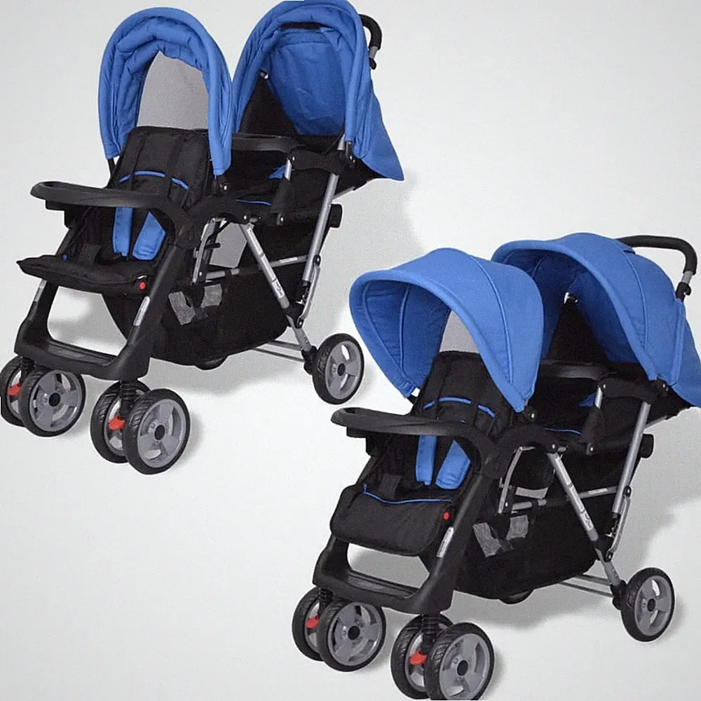 Kinderwagen Kinderbuggy Geschwisterwagen Stahl Shopper Sportwagen für 1-2 Kinder