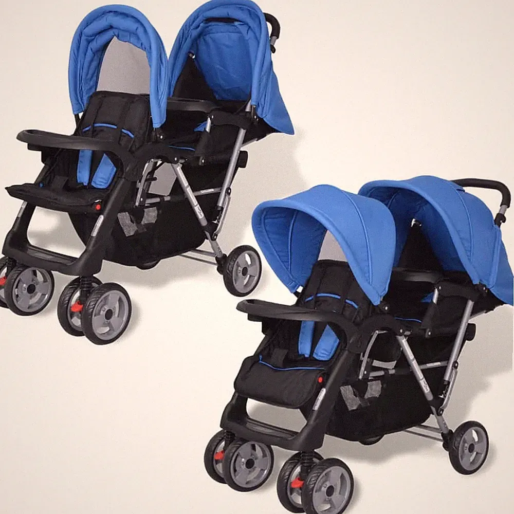 Kinderwagen Kinderbuggy Geschwisterwagen Stahl Shopper Sportwagen Grau/Rot/Blau